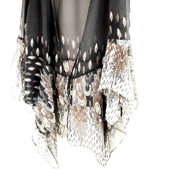 Plus Size 1x Umgee Black and Brown Sheer Vest with Elegant Design - Picture 7 of 12